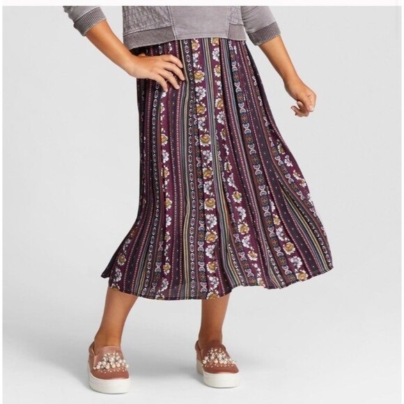 Art Class Girls Pleated Midi Skirt Size 6/ 6x Floral Fall Bohemian church boho - Picture 2 of 6